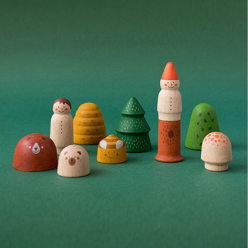 mini wooden world, symbolic play